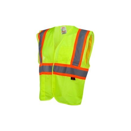 GSS Safety 1007 Standard Class 2 Two Tone Mesh Hook & Loop Safety Vest, Lime, 2XL